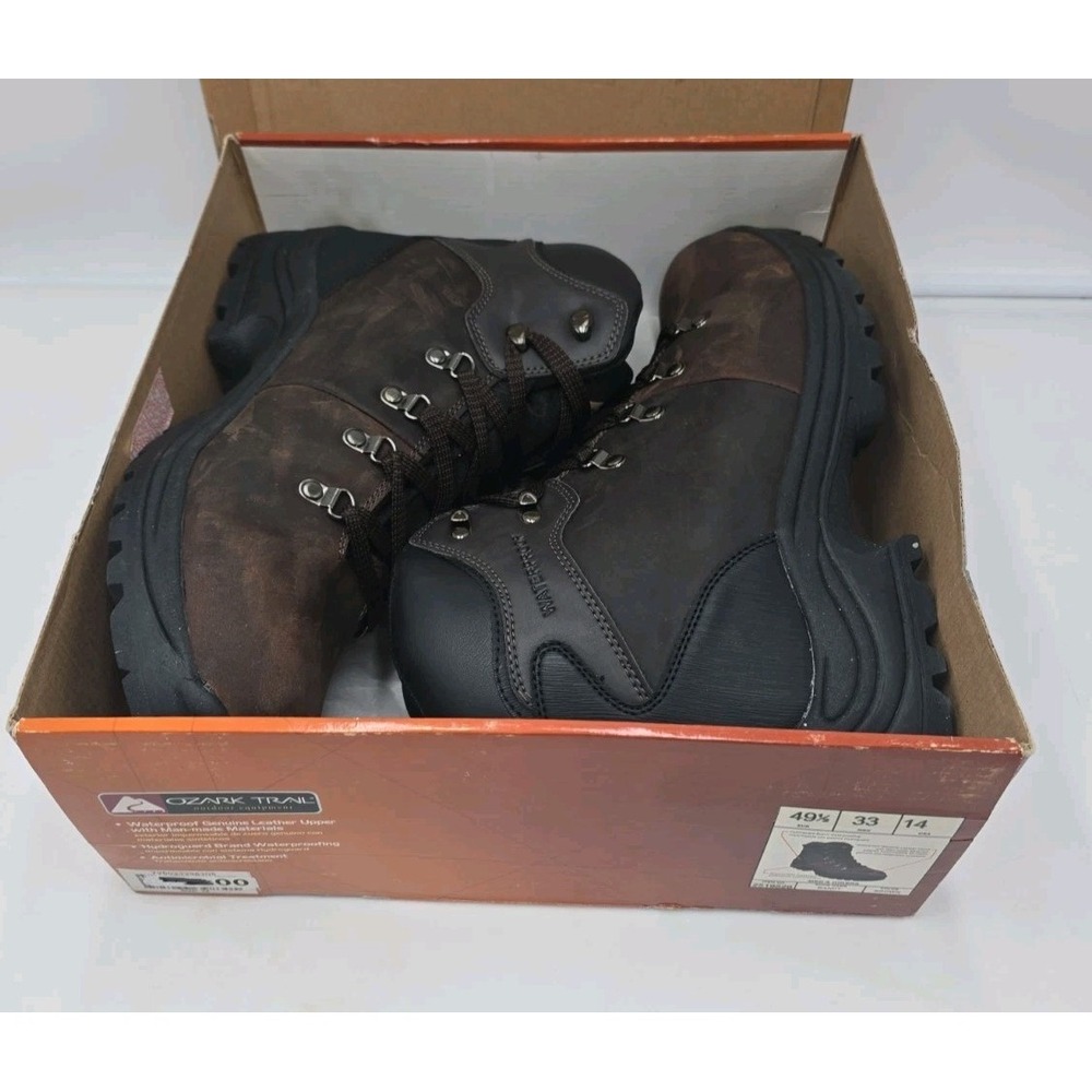 Ozark Trail Bandy II Men's Hiking Boots Size 14 Dark Brown Leather Waterproof - Picture 3 of 7